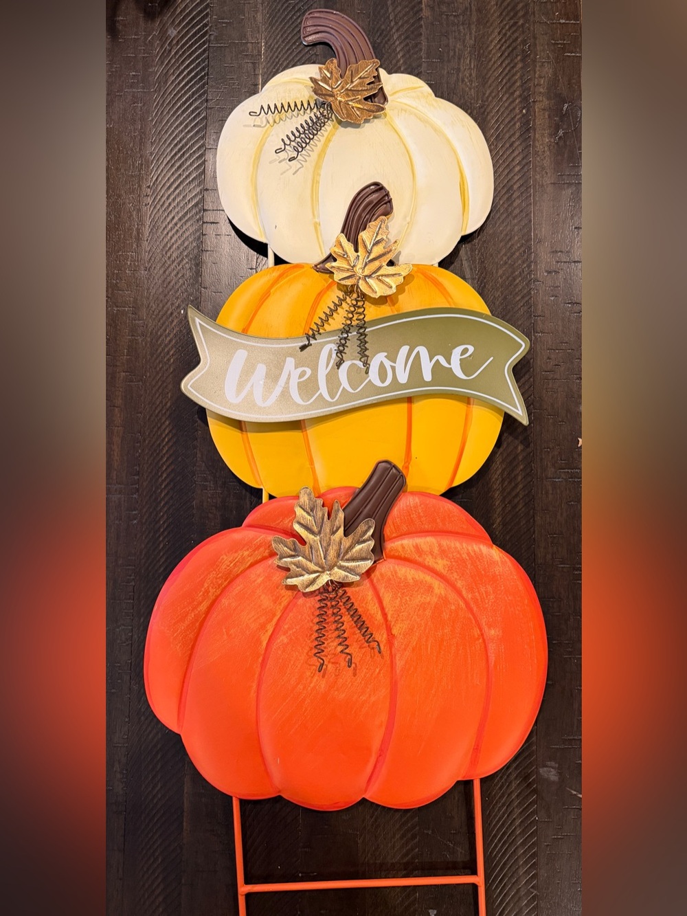 Metal Pumpkin Yard Sign, or Hanging Wall and Door Fall Decor